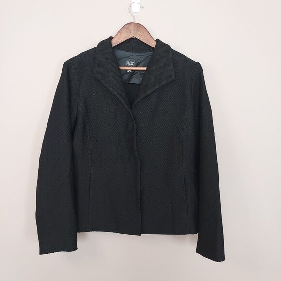 Eileen Fisher Black Wool Jacket Size Large Petite - Picture 1 of 8